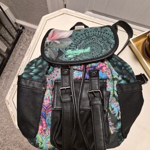 Desigual Black and Multicolor Floral Backpack